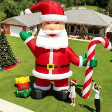 33FT Giant Lighting Christmas Inflatable Santa Claus for Holiday Party w/ Blower