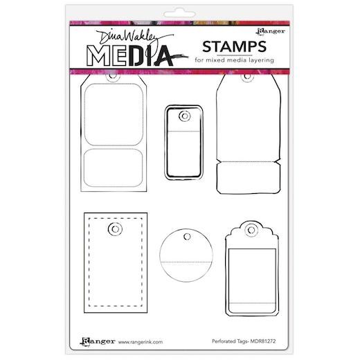 Dina Wakley Media Cling Rubber Stamps - Perforated Tags MDR81272