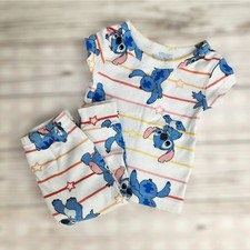 Disney Stitch Pajamas Set Top  Bottom Size 12M Short Sleeve Fall