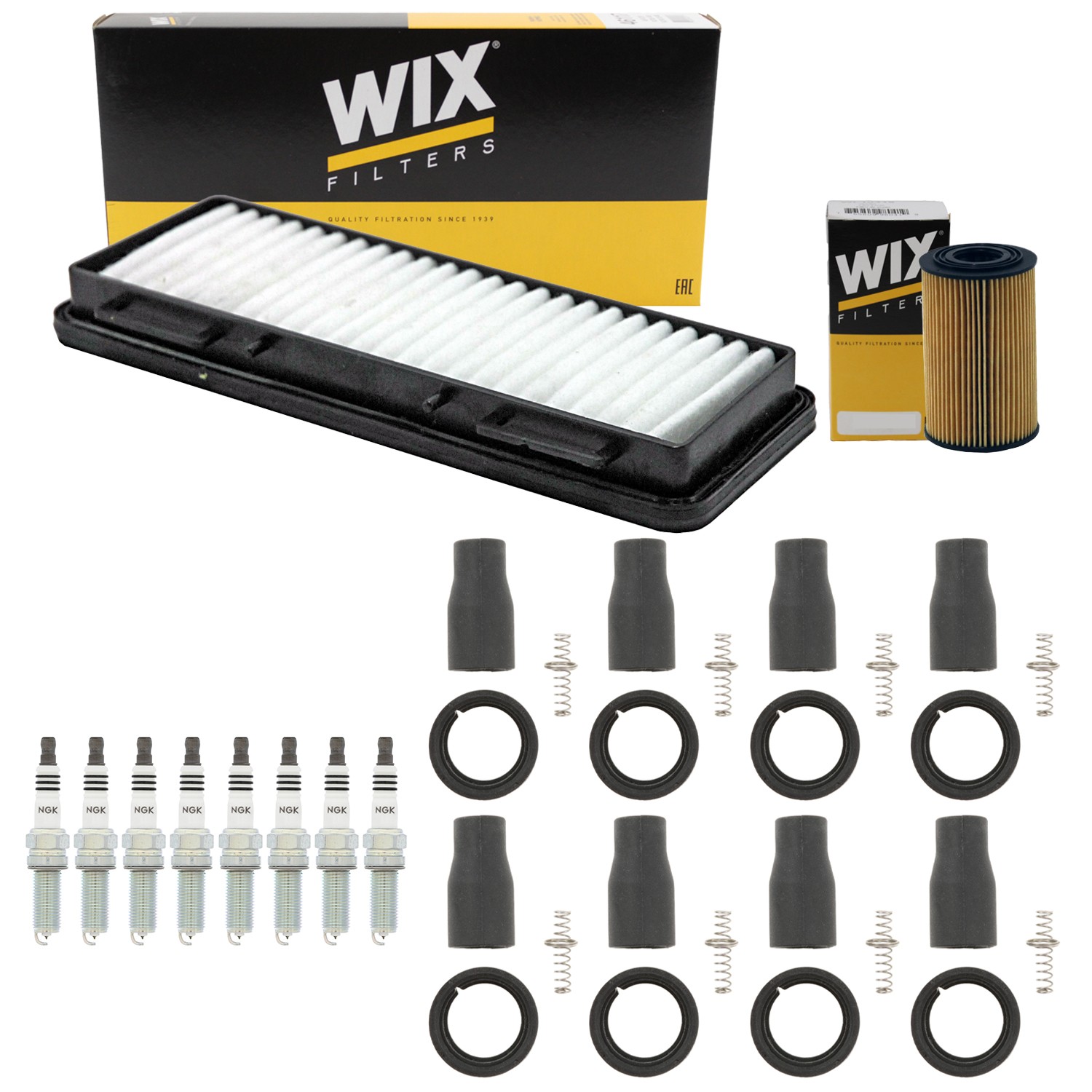 Wix Tune Up Kit NGK 8 Spark Plugs  Coil Boots Kit For Equus Genesis K900 5.0 V8