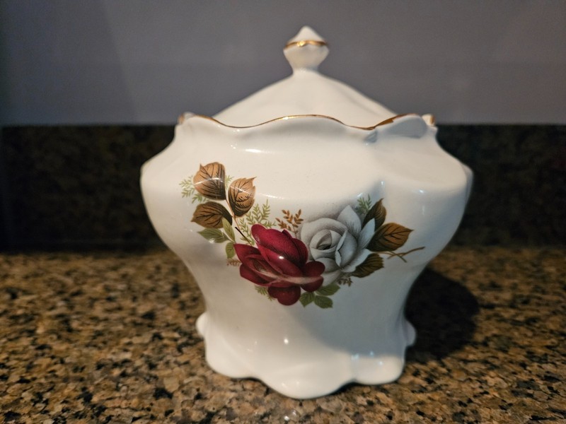 Antique Sugar Bowl with Roses