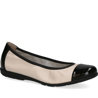 Caprice Ballerinas Cream Black Casual Closed Multicolour
