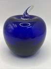 Blenko Glass Cobalt Apple Paperweight
