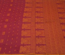 Sushila Vintage Red Indian Saree 100 Pure Cotton Woven Sari Craft Decor Fabric