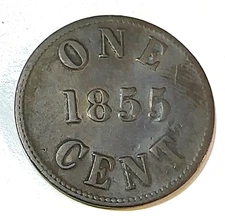 1855 PEI Canada Fisheries & Agriculture 1 Cent Token VF Nice Planchet CHRC