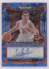 2022-23 Prizm Draft Picks College Penmanship Blue Ice 17/75 Cole Swider Auto y8h