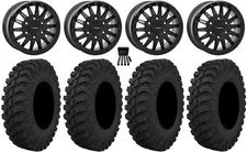 System 3 SB-8 Bdlk 15" Wheels Bk +38mm 30" Crawler AT Tires Can-Am Maverick R