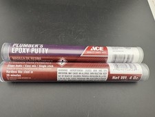 Lot of 2 Ace 4 oz Plumber's Epoxy Putty Stick 8 Ounce Total