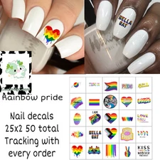 Rainbow Pride Waterslide Decals Finger Nail, Instructions (set of 50) KC
