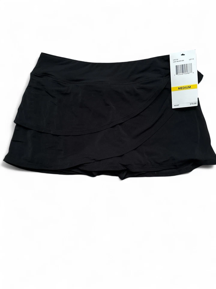 Falda de natación COCO Reef para mujer negra con superposición IIIusion talla mediana Foto 2 de 4