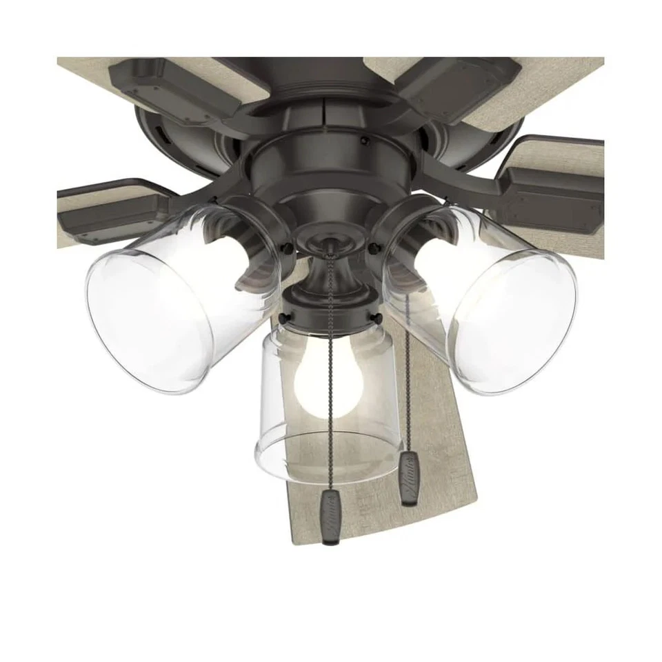 Ventilador de techo Hunter Fan Crestfield 52 pulgadas bronce blanqueado gris pino Foto 4 de 4