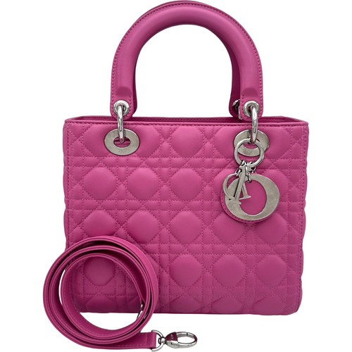 Christian Dior Lady Dior Medium Lambskin Pink Top Handle Bag