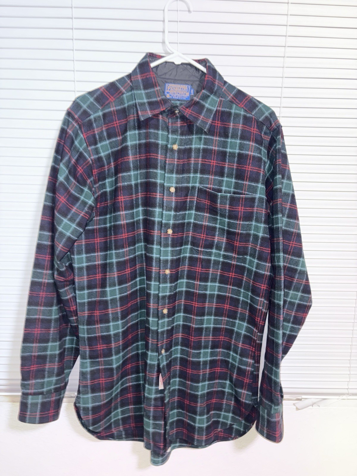 PENDLETON Shirt Button Up Wool Fireside blue gree… - image 1