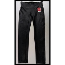 Spanx Leggings Womens Large L Faux Leather Black High Waisted Stretch NEW