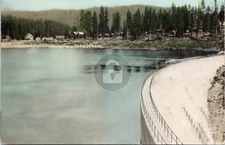 Huntington Lake CA Dam & Camp Edwards Shoreline c1910 RPPC Photo Postcard COPY