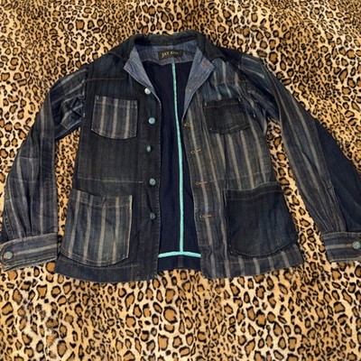 Super Rare Jay Kos 1 Of 1 Striped Denim Jacket with Button Closure. Special Made