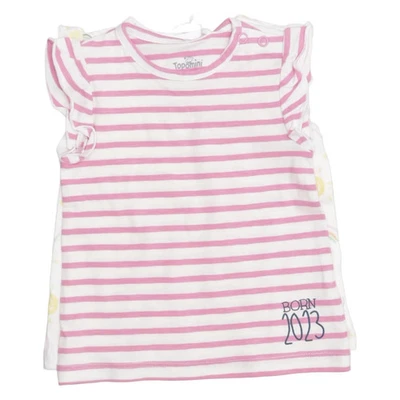 Topomini, T-shirt, Größe: 62/68, Weiß/Pink, Baumwolle/Elasthan, Streifen #TKy - Bild 1 von 4
