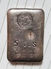 Vintage Perth Mint 5oz Silver Bar Slanted 5 Poured Ingot RARE Mintage 0057