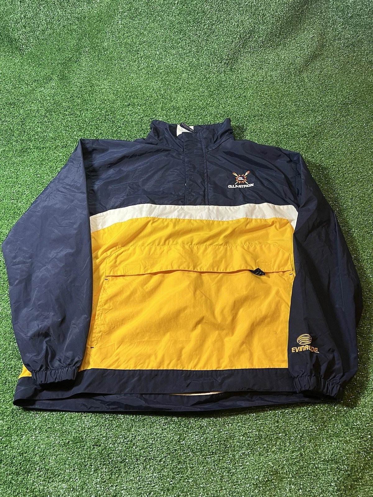 Gear For Sports Men's L Windbreaker Pouch Jacket Blue Yellow Glastron Evinrude