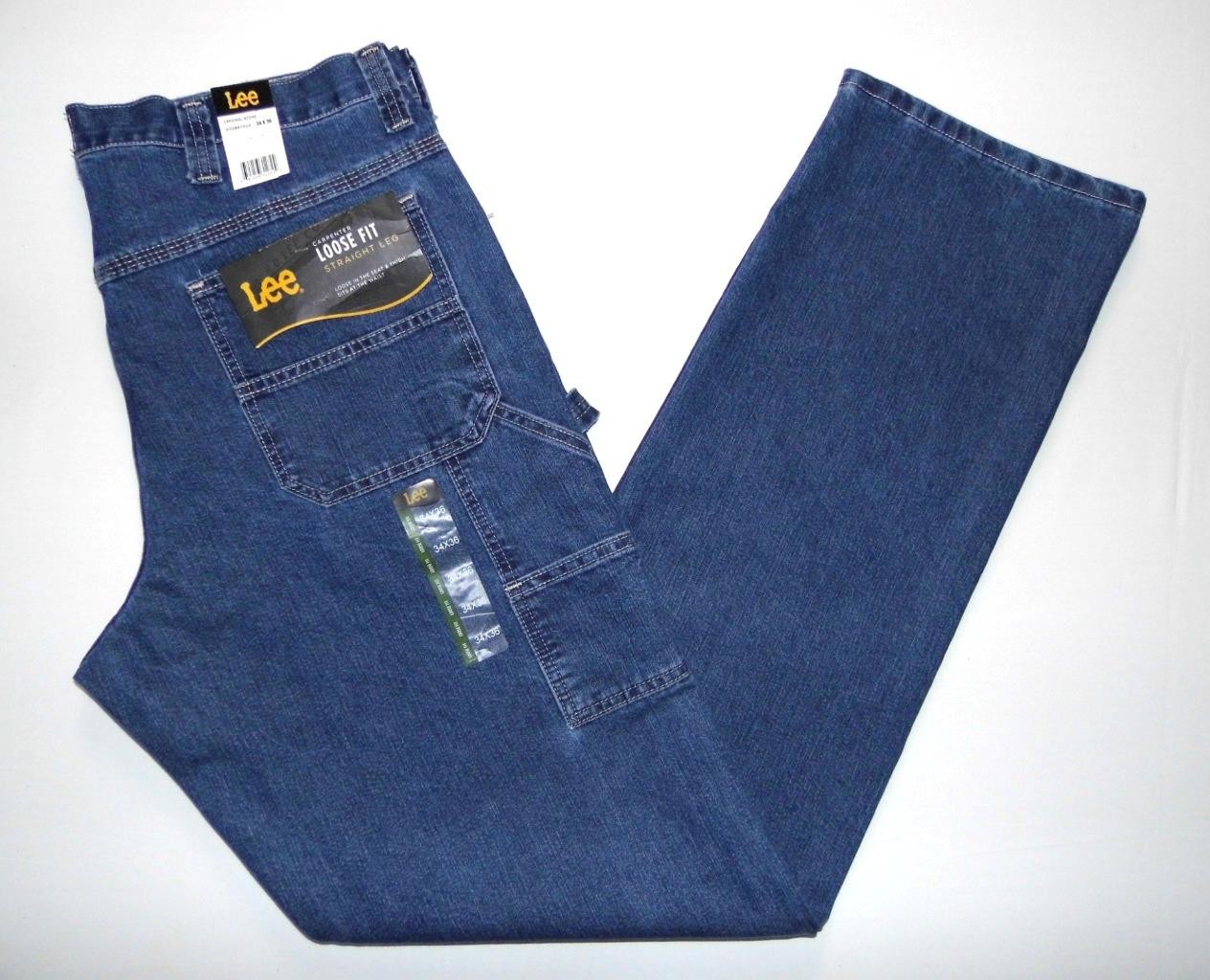LEE - Men's NEW Loose Fit Carpenter Jeans 34""W X 36""L Blue Straight Leg Denim
