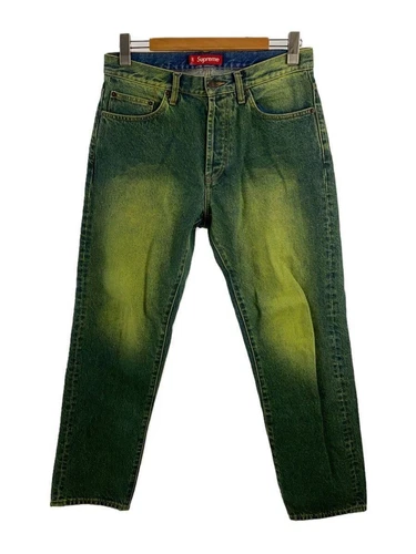 Jean régulier Supreme Others 23SS fond vert teint 30 coton GRN occasion