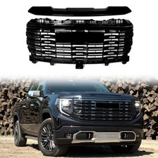 Gloss Black Front Upper Grille Grill Fit For 2022-2025 Gmc Sierra 1500 Denali