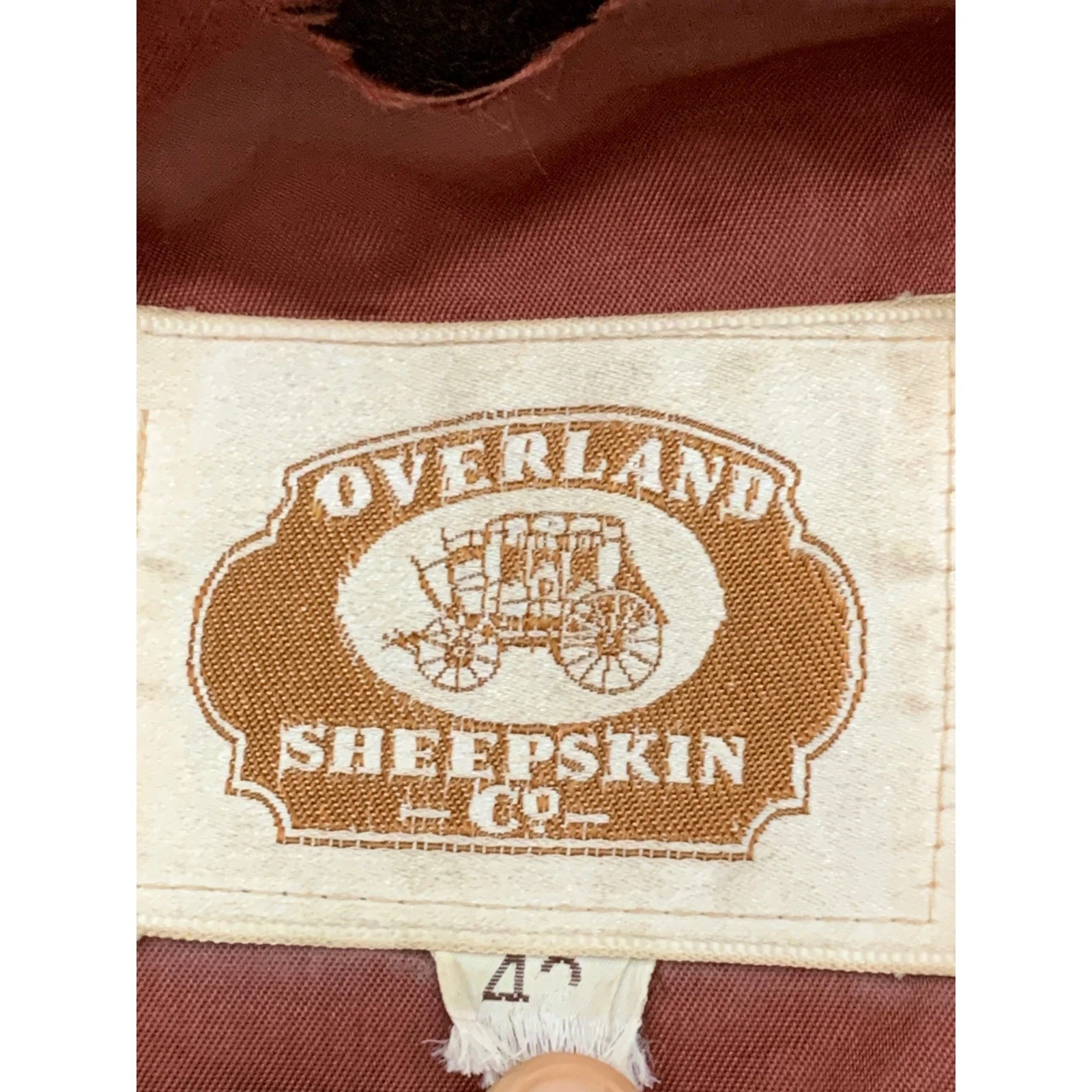 Overland Sheepskin Co. Men's Leather Bomber Flight Jacket Brown Size 42 image 4