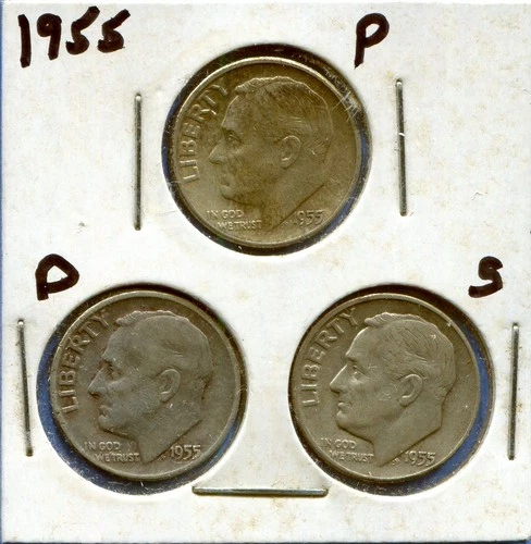 Photo of a 1955-P Roosevelt Dime from an eBay sale