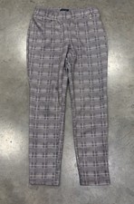 Tommy Hilfiger Stretch Pull On Plaid Pants Black White Size 8
