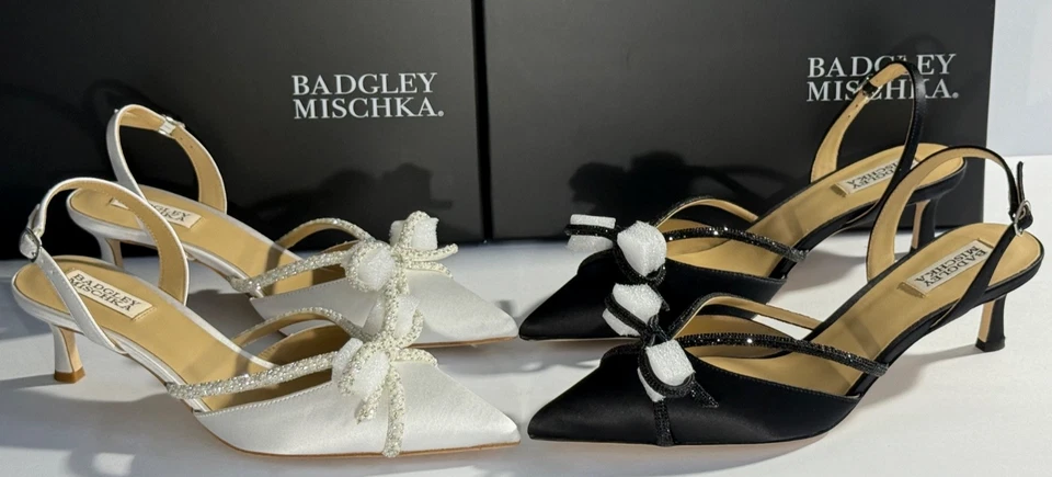 Sandalias Badgley Mischka para mujer Angelina tacón satinado estrás, variedad Foto 3 de 4