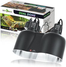Dual Reptile Light Fixture, Max 150W Nano Dual Dome Heat Lamp Fixture with Indep