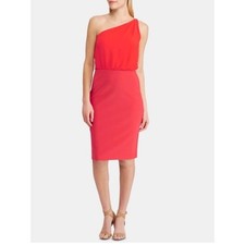 Ralph Lauren One-Shoulder Coral Sheath Dress