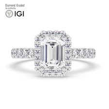 Emerald Diamond Engagement Ring Platinum Labgrown 2.70 Ct Solitaire