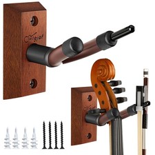 Violin Wall Mount, 2 Pack Hardwood Violin Hanger with Bow Holder, Vertical Wa...
