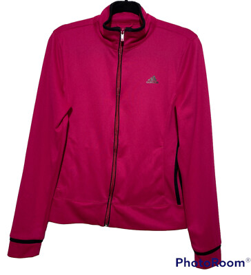 ADIDAS Jacket Women Size M Climalite Full Zip Athletic Running Pink