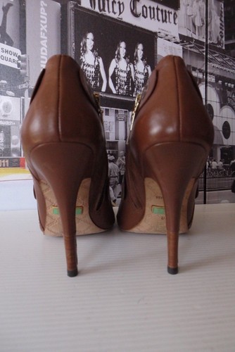 Luxury L.A.M.B. Gwen Stefani Sexy Ankle bootie peep toe pump Leather Sz 8 M - Picture 5 of 10