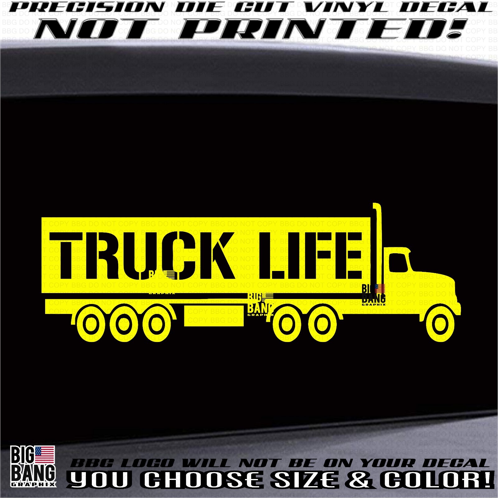 Trucker Life Semi Sticker for SUV Car Window Long Nose Rig