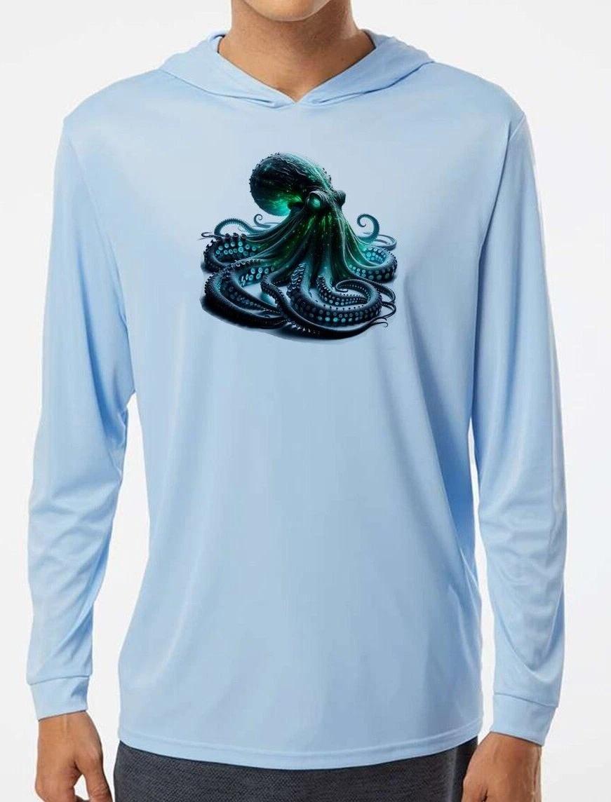 Octopus Water Sport UV Protected UPF 50 Long Sleeve T-Shirt Hood Boat Fishing