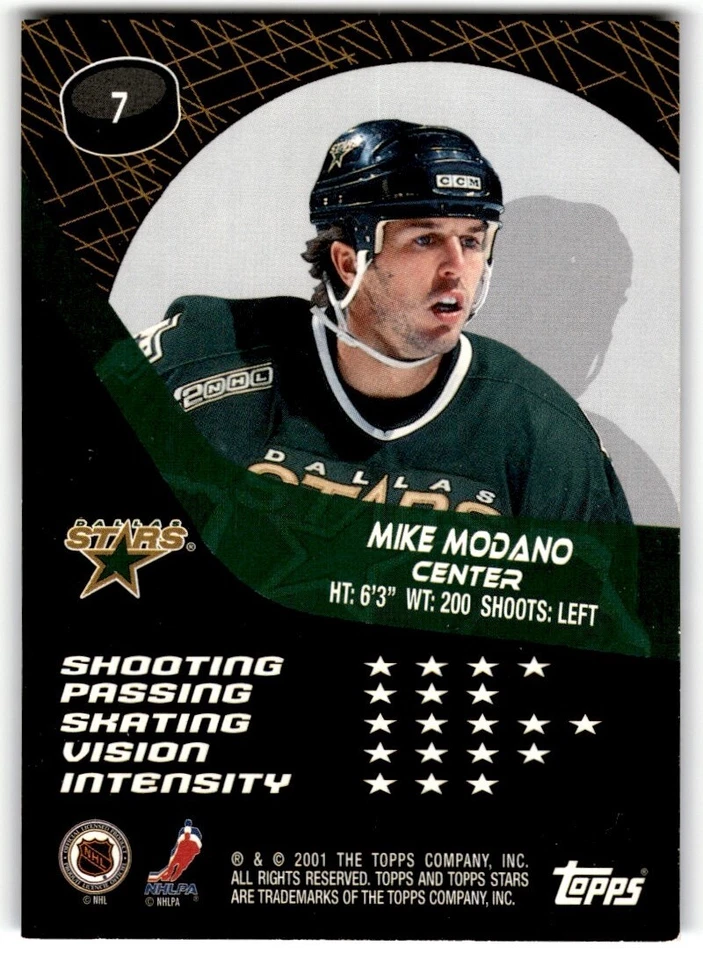 2000-01 Topps Stars Mike Modano #7 Dallas Stars - Image 2 of 2