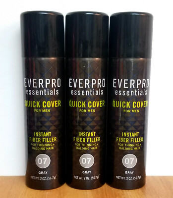 Everpro Essentials Quick Cover For Men Instant Fiber Filler~07 GRAY~LOT OF 3~