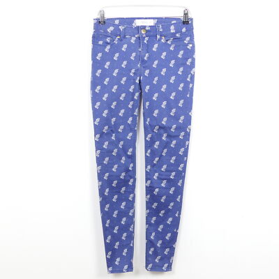 MANGO Jeans Slim Skin Print Blau Weiß Gr. 34 XS