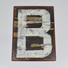 Farmhouse Hanging Letter Initial B Plaque Wall Hanging Distressed Metal Sign 9"