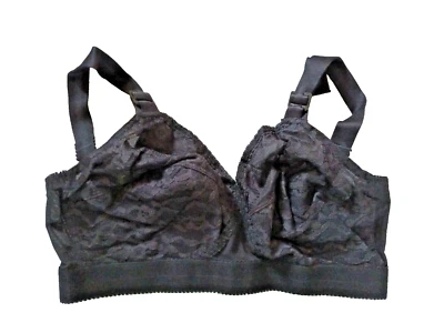 Playtex P0165 UK 36DD Black Wire Free Lacy Cotton-Lined Full Cup Bra - Image 1 of 3