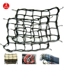 2Pcs Cargo Net Motorcycle Helmet Mesh Luggage Tie Down Bungee Cord Black