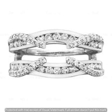 1 CT Lab Created Diamond Enhancer Warp Engagement Ring Real 925 Sterling Silver