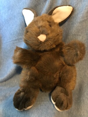 Plush Creations inc. Bunny Rabbit Hand Puppet Brown White Very Soft Cute  1996