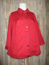 Dressbarn Womens Red 3/4 Slv Button Blazer Jacket Sz 18/20 Business Casual