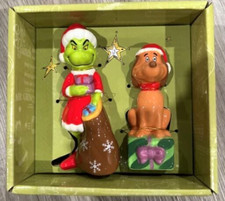 Dr Seuss The Grinch  Max Salt  Pepper Shakers Christmas Holiday New 2023