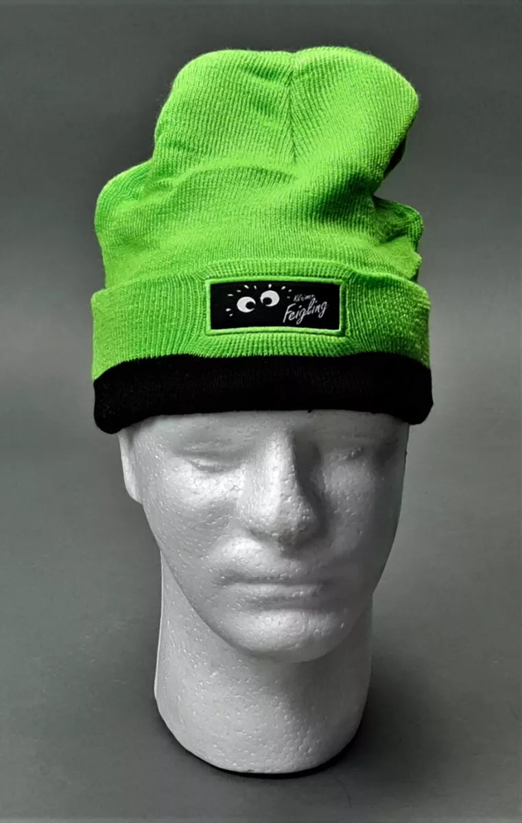Kleiner Feigling Beanie Strick Mütze Kappe Aufdruck grün schwarz Winter  (7035-1) | eBay
