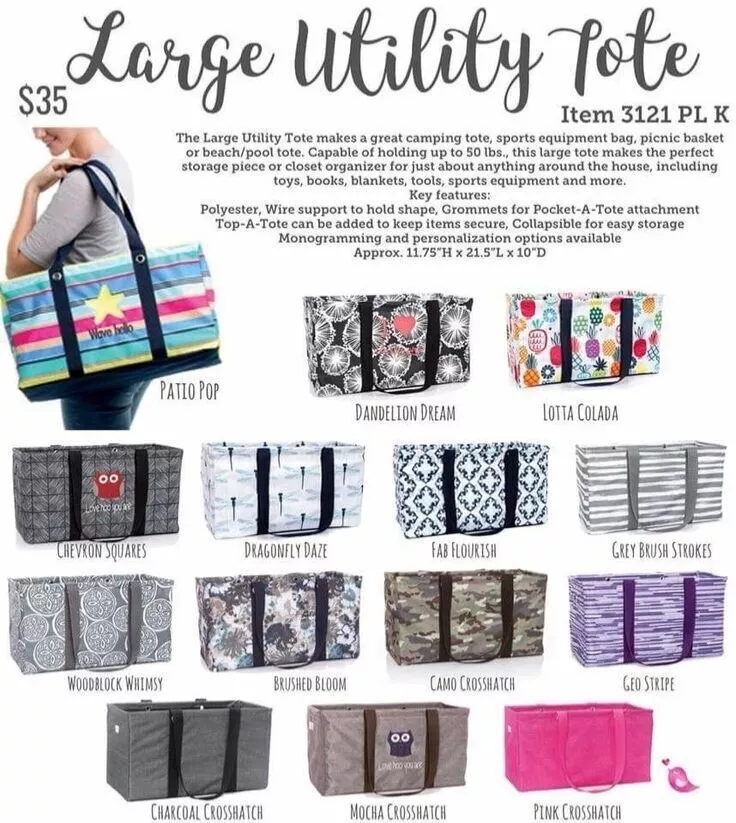 Charcoal Crosshatch - Large Utility Tote - Thirty-One Gifts - Affordable  Purses, Totes & Bags